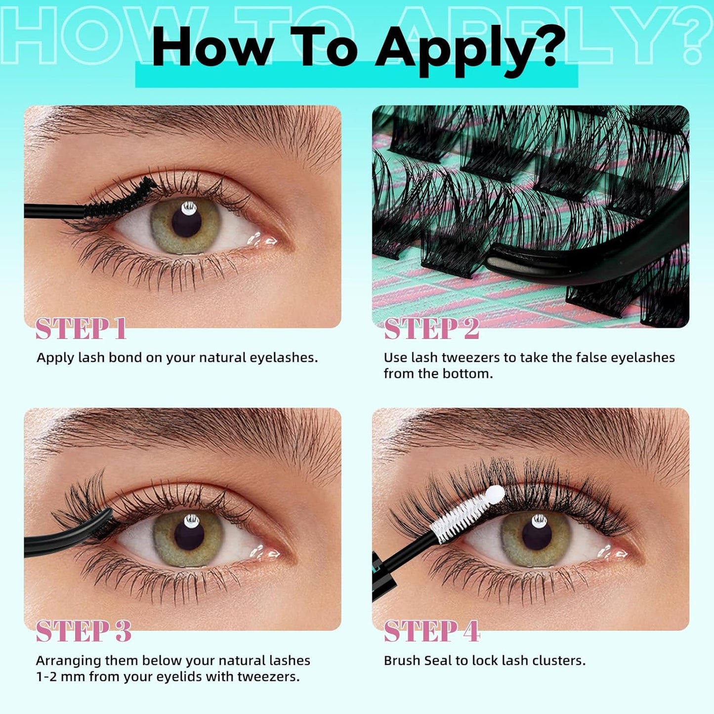 Wispy Lash Clusters Eyelash Extensions 144pcs Individual Lashes Cluster 10mm C Curl Fake Eyelash with Thin Band DIY Cluster Lashes At Home For Beginners (C-10mm)