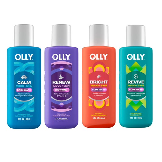 OLLY Body Wash Mixed Pack 4 Count to Restore Skin barrier & Hydrate skin 3 oz