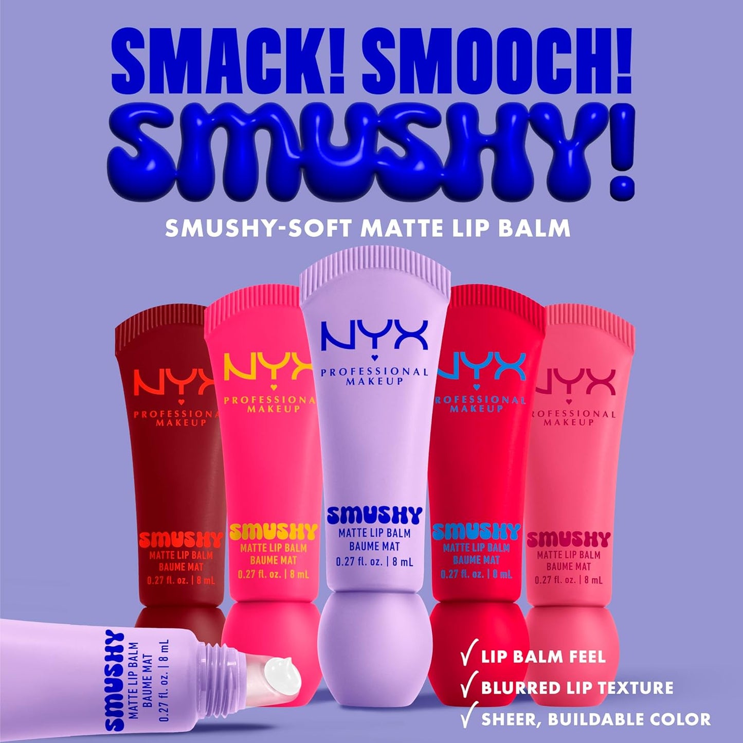 NYX PROFESSIONAL MAKEUP Smushy Matte Lip Balm, Tinted Lip Moisturizer with Soft, Matte Finish - Swipe Sesh (Light Dusty Rose)