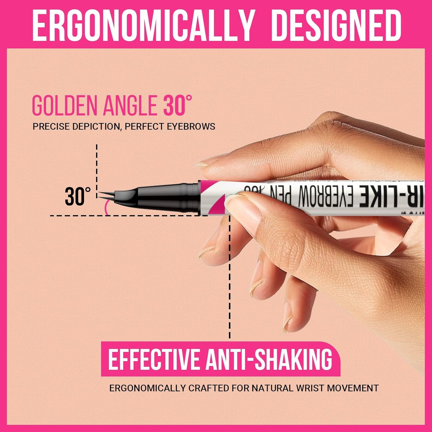 iMethod Curved Eyebrow Pen - 2-in-1 Dual-Ended Eyebrow Pencil with Curved Tip and Precise Brush-Tip, Microblading Eyebrow Pen for Natural Hair-Like Brows, Long Lasting, Reddish Brown