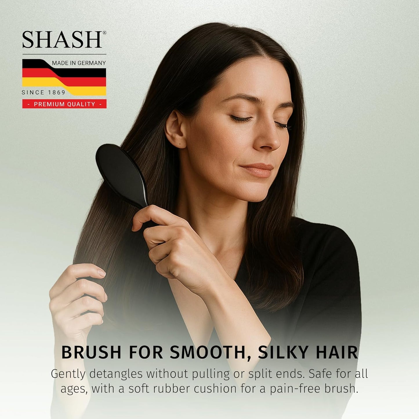 SHASH Since 1869 Hand Made In Germany - Nylon Boar Bristle Brush Suitable For Normal to Thick Hair Gently Detangles, No Pulling or Split Ends - Softens Improves Hair Texture, Stimulates (Extra Small)