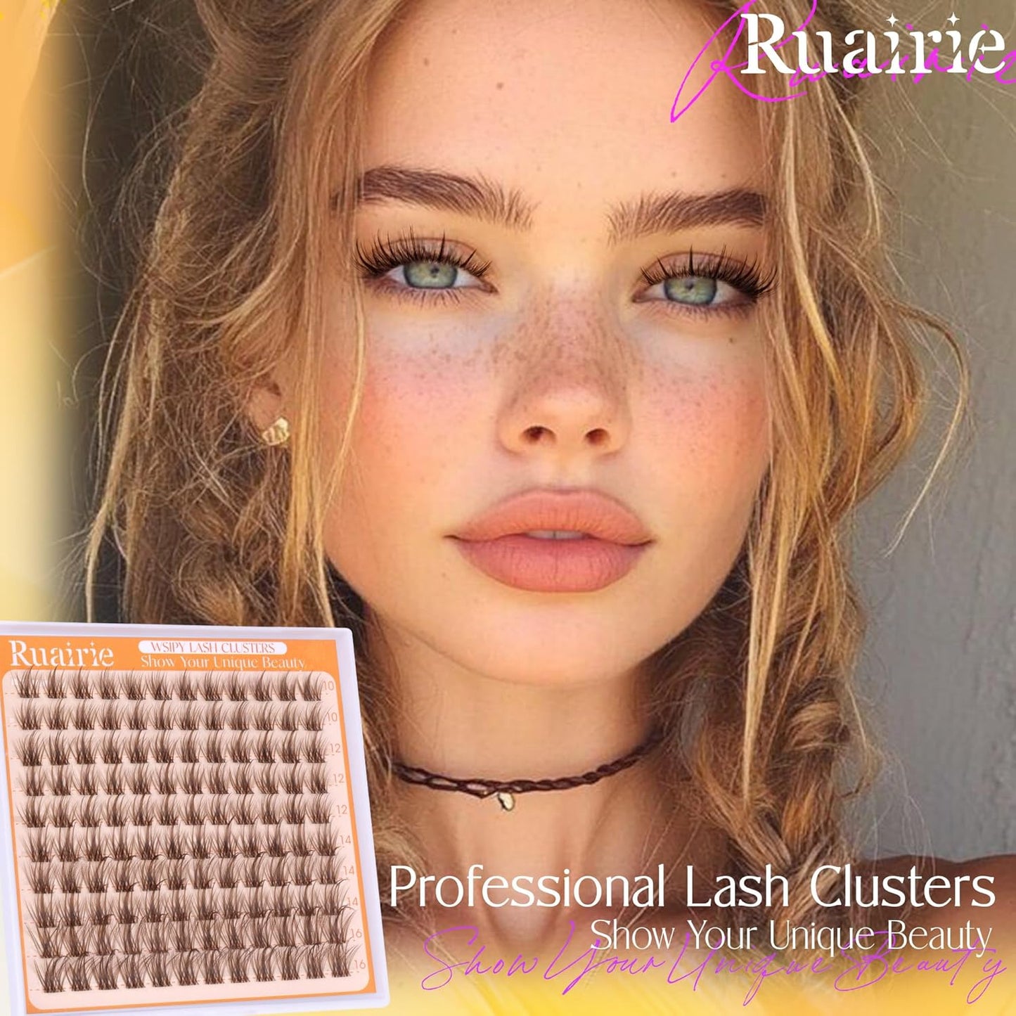 Brown Lash Clusters Natural Eyelash Clusters Manga Lashes Clusters Wispy Lashes Extensions with Invisible Band 3D C Curly Cluster Eyelash Extensions 10-16mm DIY Individual Lashes by Ruairie