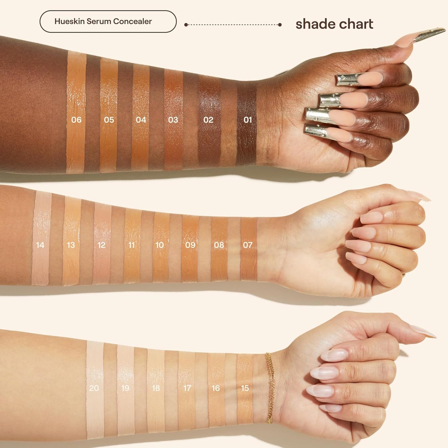 Live Tinted Hueskin Serum Concealer - Medium-to-Full Coverage Concealer with Niacinamide, & Hyaluronic Acid for Dark Circles, Fine Lines & Wrinkles, Buildable Long-Lasting Formula, 0.35 oz - Shade 3