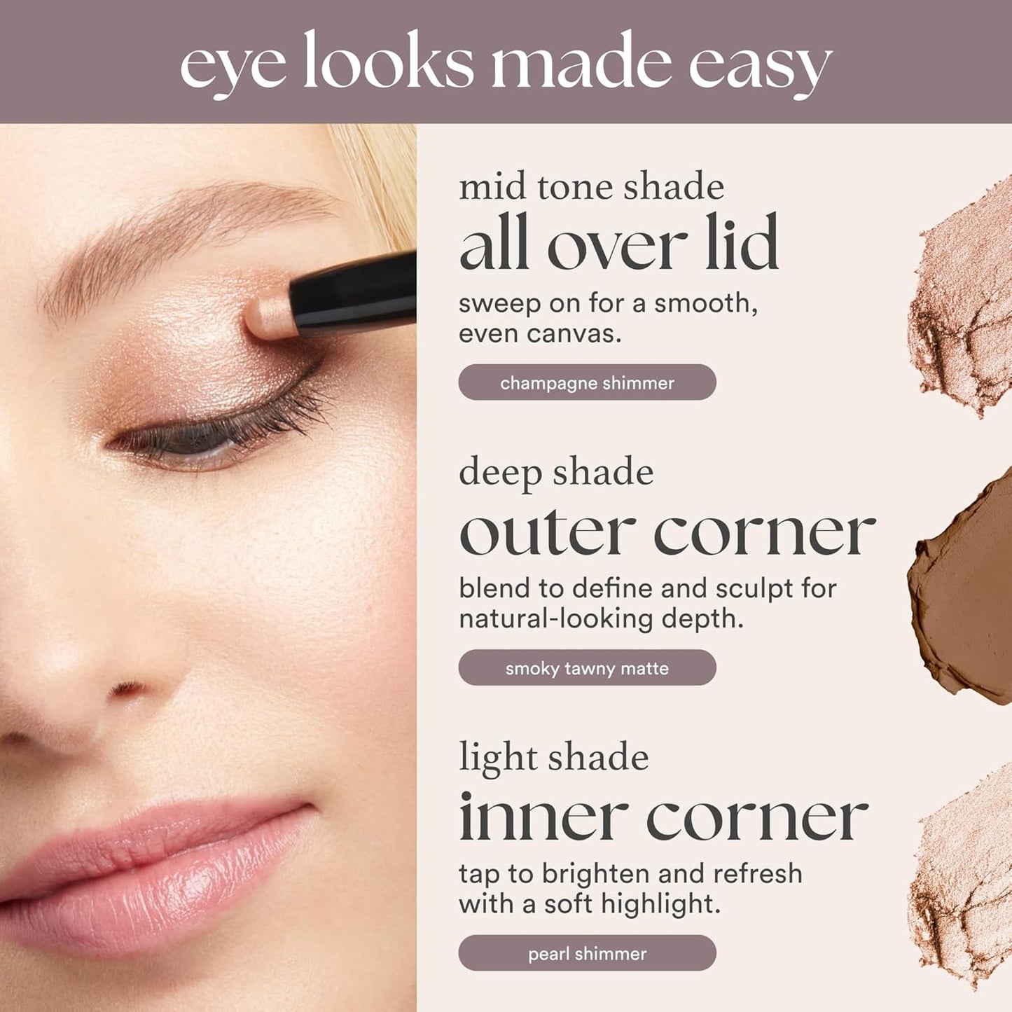 Julep Eyeshadow 101 Cream to Powder Waterproof Shadow Stick - Stone Matte - Long-Lasting, Crease-Proof, Matte Eyeshadow with Built-in Smudger