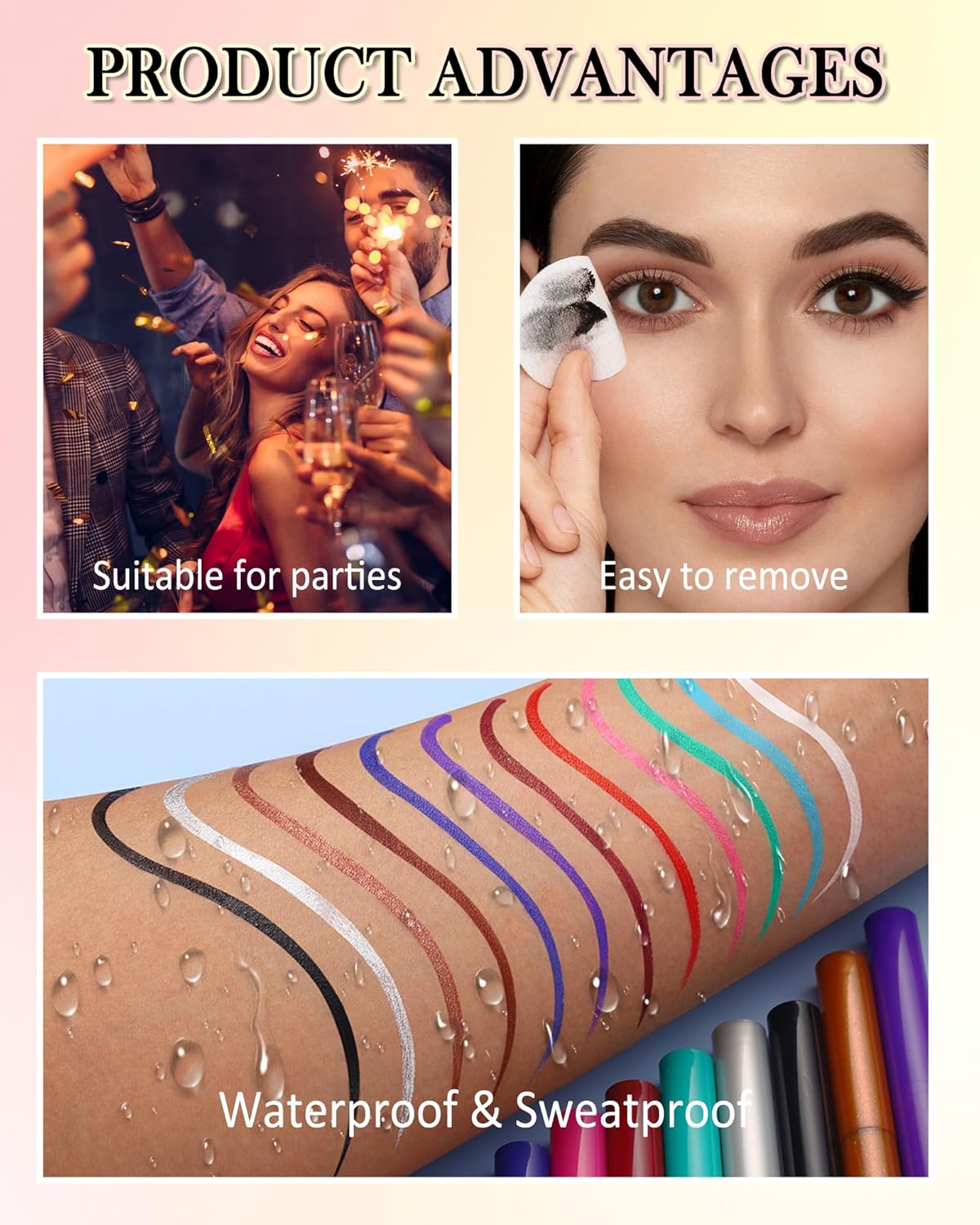 Purple Matte Liquid Eyeliner Pencil, Colorful High Pigmented Waterline Eye liner Waterproof Pen, Bright Colored Smudgeproof Long Lasting Eyeliner Pen Christmas Party Festival Makeup Gift for Women-07