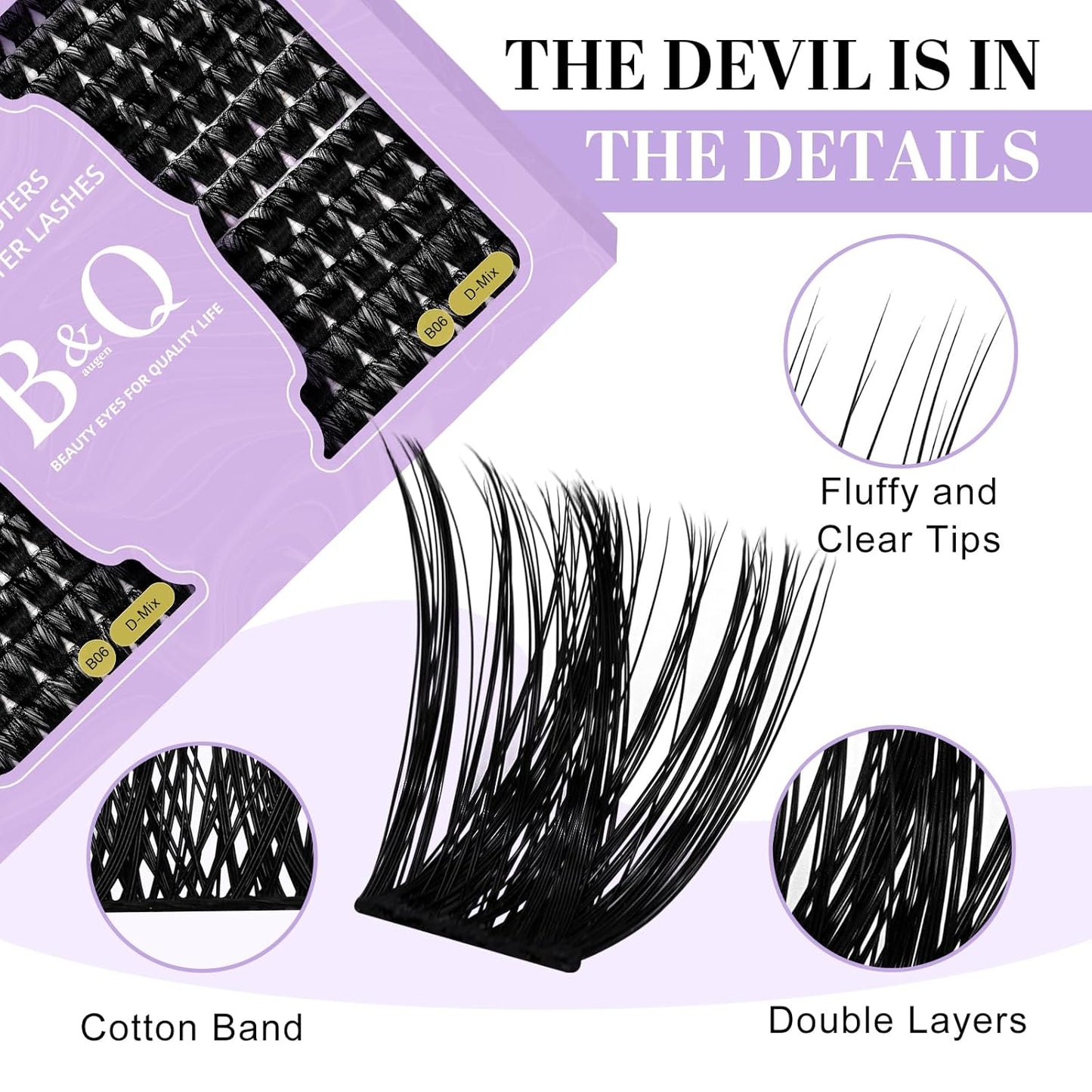 Lash Clusters 208 PCS Cluster Lashes Individual Lashes B06 Eyelash Extensions 10-18mm DIY Lash Extensions D Curl Volume Wispy Soft Comfortable Band False Lashes (D-10-18MIX,B06)