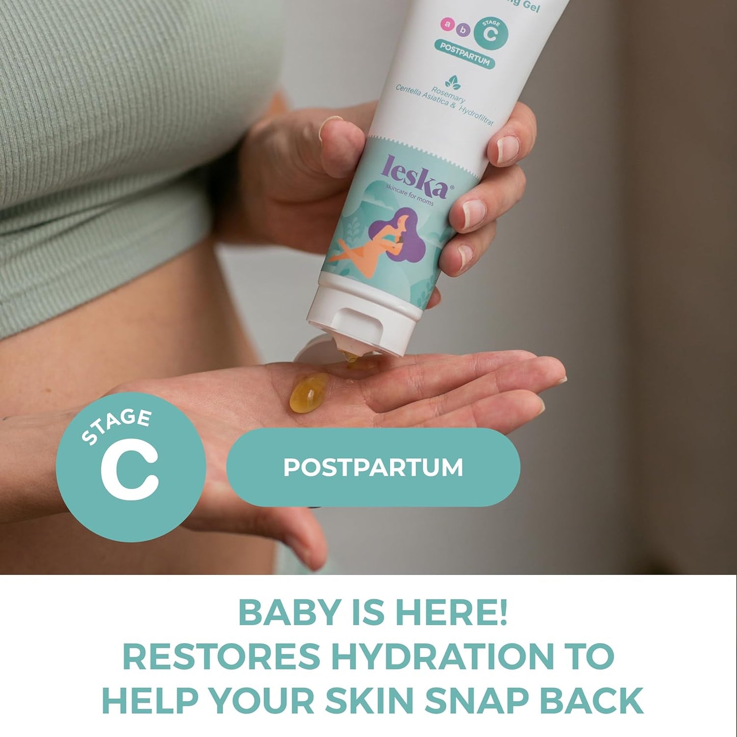 LESKA Maternity Post-Pregnancy Gel | STAGE C: RESTORE All-Over Toning Gel (Postpartum) | Part of a Complete 3 Part Pregnancy Skin Care System | New Mom Gifts (4oz)