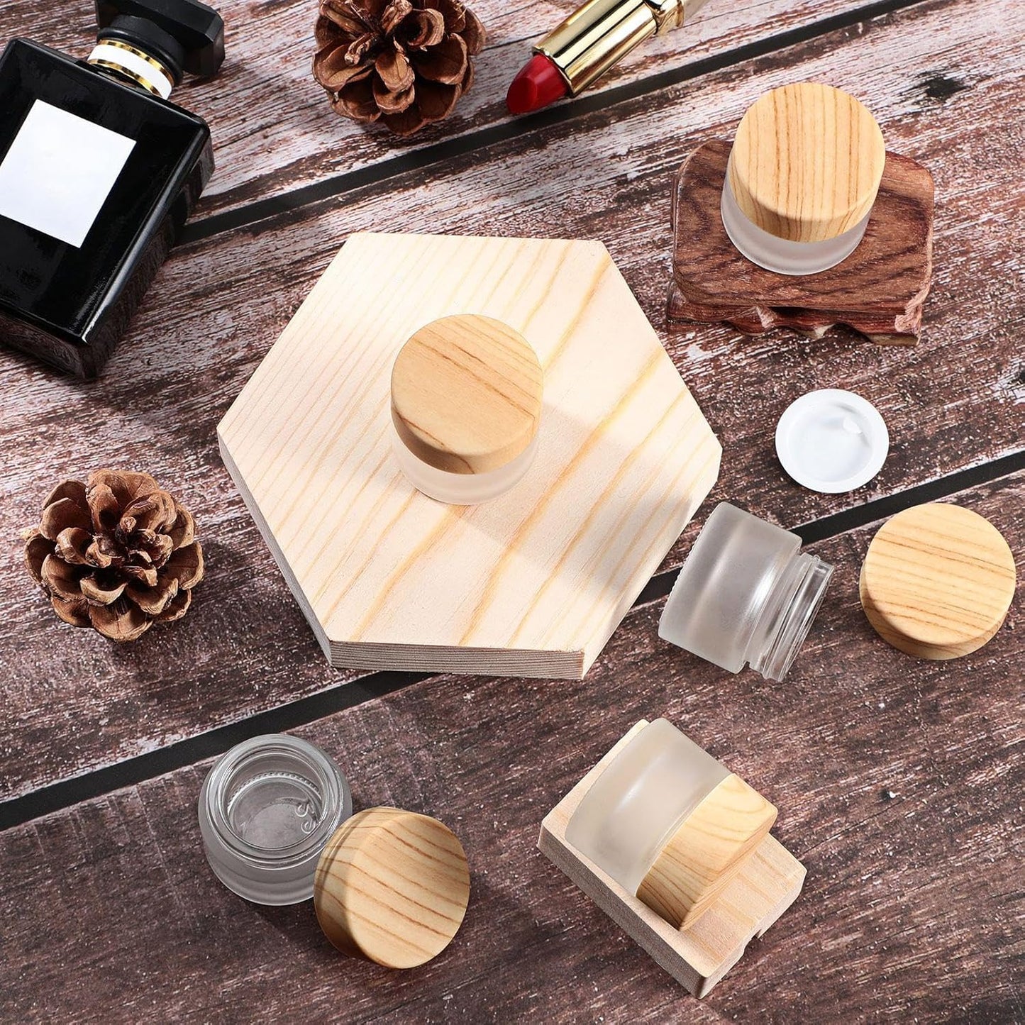 Geiserailie Glass Cosmetic Containers Empty Sample Jars with Leak Proof Lids Makeup Sample Containers for Lotion Cream Cosmetic(10 Pieces,30 Gram)