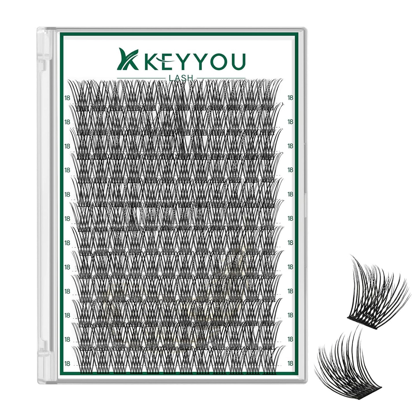 Lash Clusters 144pcs Individual Lashes D Curl 18mm Eyelash Clusters KEYYOU Air Touch Cluster Lashes Super Lightweight Soft Wispy Comfortable Easy DIY at Home(Air02-D-18mm)