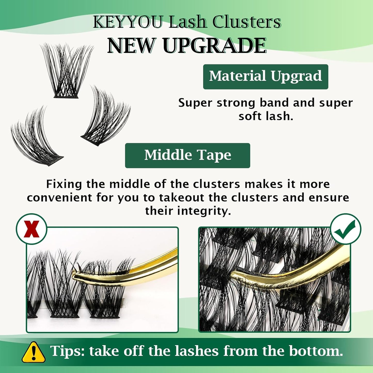 Lash Clusters 96pcs Individual Lashes D Curl 16mm Eyelash Clusters KEYYOU Volume Wispy Lash Extension Soft&Comfortable Easy DIY at Home(Y18,D-16mm)