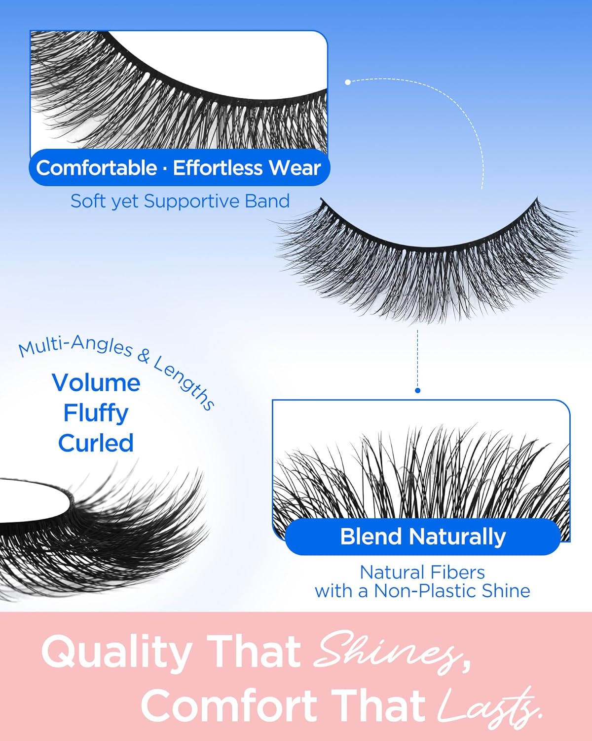 BEYELIAN False Eyelashes 14 Pairs Eye Lashes 6-12mm Strip Lash Pack Soft 3D Volume Faux Mink Lashes That Look Like Extensions