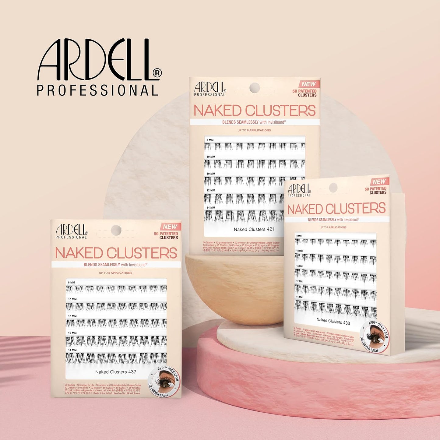 Ardell Naked Clusters 437, DIY Lash Clusters, Natural Looking Individual Lashes, Reusable Eyelash Extension Kit, 50 Clusters, Up to 8 Applications, 1-Pack