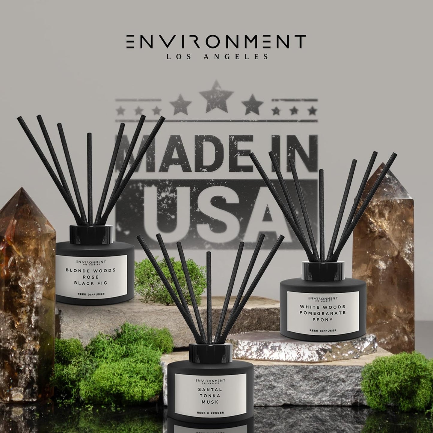 Environment Inspired by 5-Star Hotels EDT Reed Diffuser, 200ml Luxury Scented Reed Diffuser Aromatherapy (Blonde Woods | Rose | Black Fig) Reed Diffusers for Home, Diffusing Oil, Home Fragrance