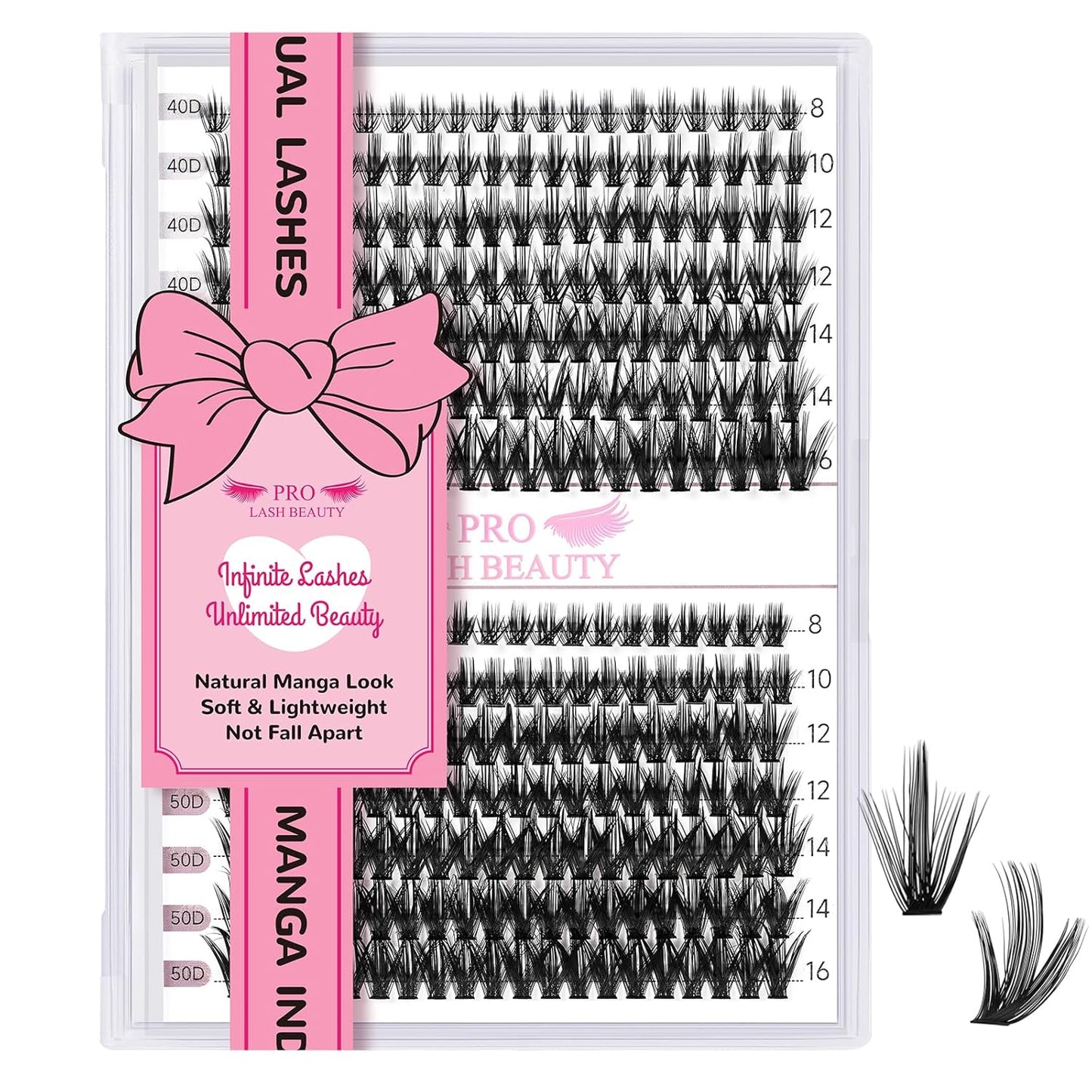 280 Pcs Individual Lashes 40D+50D Mixed Lash Clusters Devil Style Lashes That Look Like Eyelash Extensions Wispy Lashes DIY Individual Lashes At Home (40D+50D-D-8-16mix,Manga)