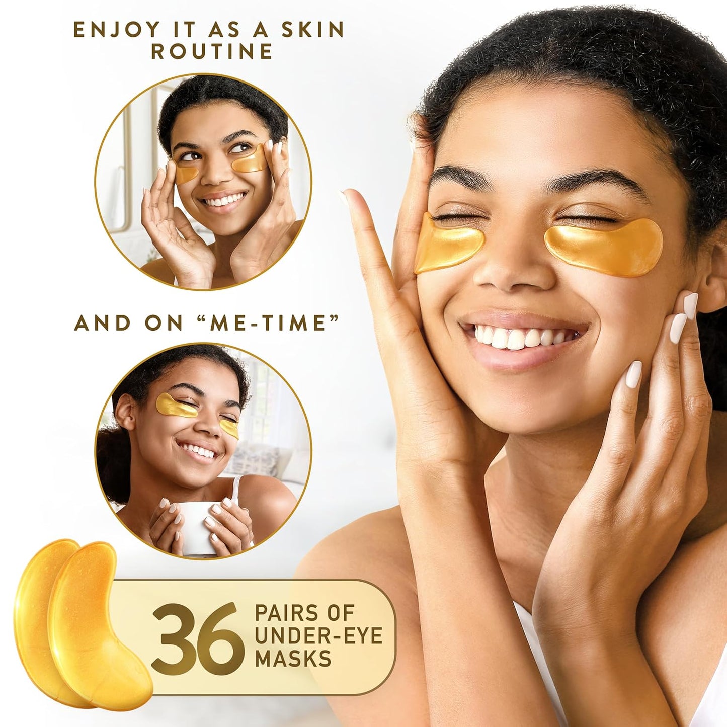 PatchRx 24K Gold Under Eye Patches for Puffy Eyes and Dark Circles with Pure Collagen, Eye Gel Pad Masks for Reducing Eye Bags, Puffy Dark Circles, Wrinkles, and Fine Lines- 36 Pairs