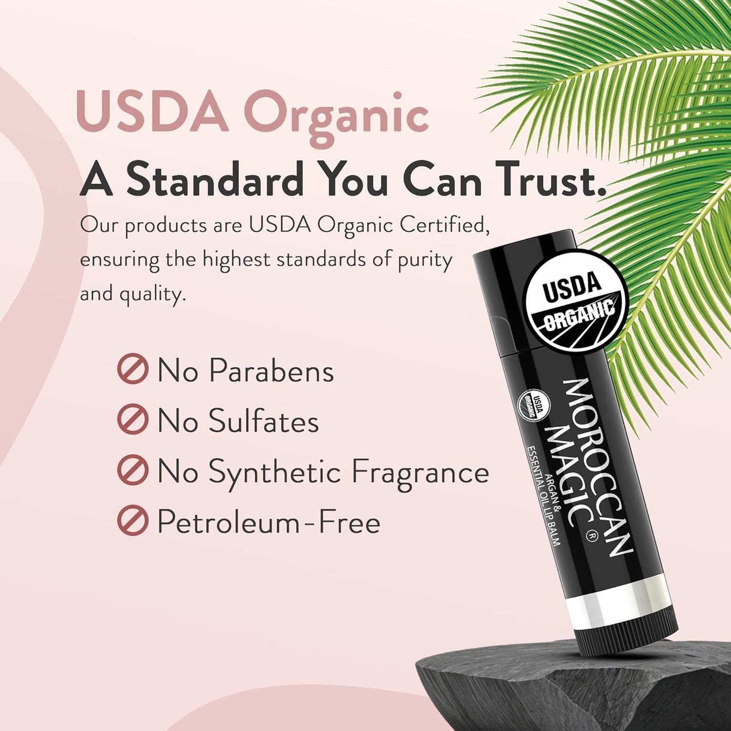 Moroccan Magic Organic Pure Coconut Lip Balm 3 Pack | Ultra-Hydrating Argan & Essential Oil Lip Moisturizer + Vitamin E | Natural Chapsticks for Dry Lips | Smooth, Non-Toxic | Organic Lip Balm Set