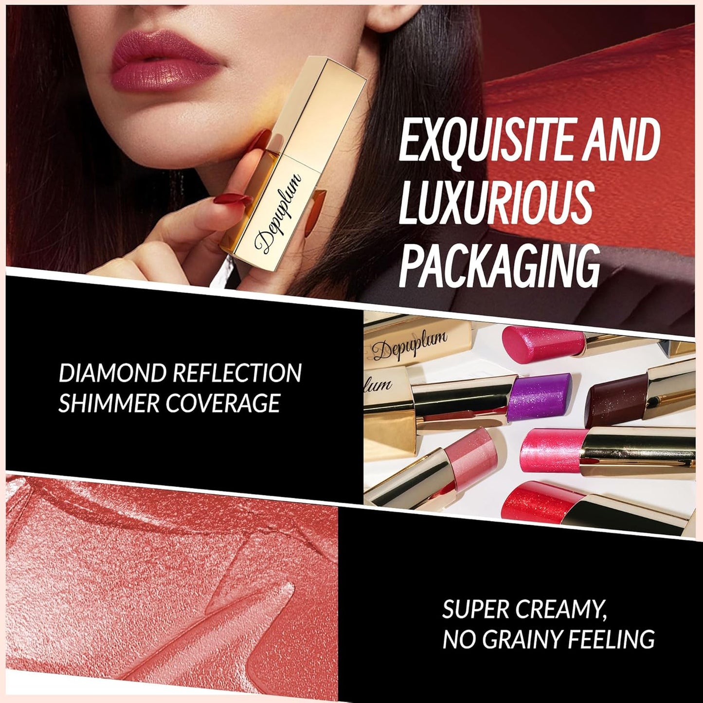 Red Berry Purple Lipstick Set for Women Shimmer Tinted Lip Balm Hydrating Moisturizing Lipstick Cruelty Free Lip Makeup, DM108/109/122