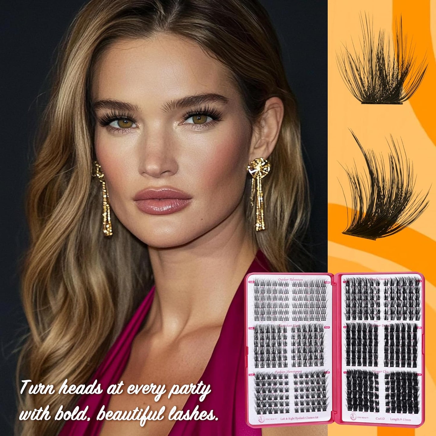 Fluffy Lash Clusters - 360Pcs Natural 0.05D Eyelash Clusters, Left & Right Eyelashes, Urtra Lightweight Cat Eye Clusters for Starter DIY at Home(Eyelashes Only）