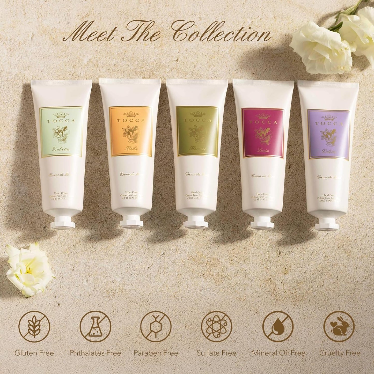 Tocca Crema de Mano Luxe, Stella Hand Cream, 4 oz - Blood Orange, Freesia, Spicy Lily - Moisturizing, Quick Absorbing