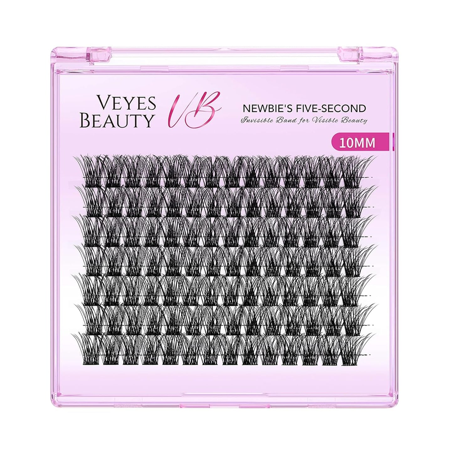 VEYESBEAUTY Lash Clusters Individual Eyelash Extensions Thin & Invisible Band DIY False Eyelashes for Self-application Newbie's Five-Second Series Wispy Lash Tray, Boldeye 10mm Single Length