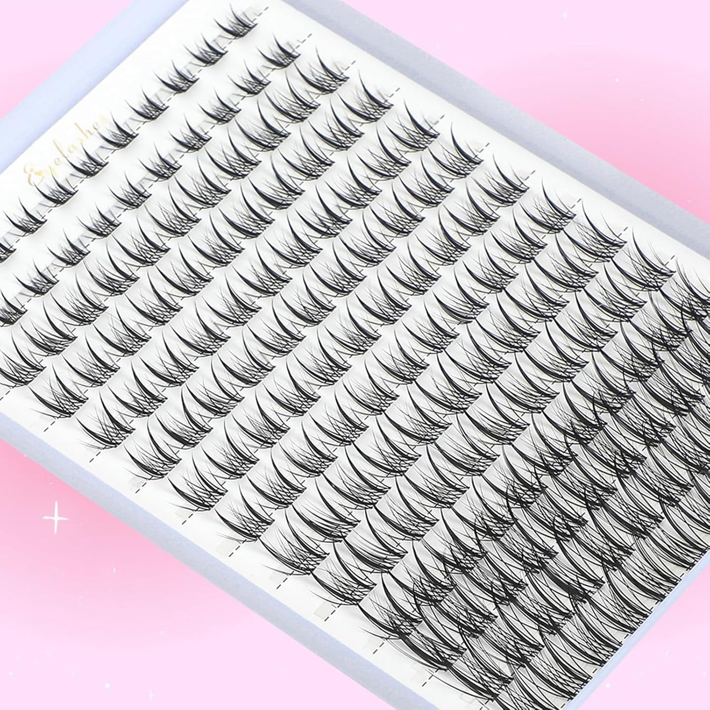 Lash Clusters Kit, Eyelash Clusters Individual Lash Extension Kit D Curl Fluffy Wispy False Eyelashes Extensions Thin Band with Bond Seal Tweezers Brush (Lash Clusters With Tool, SMY 8-16mm)