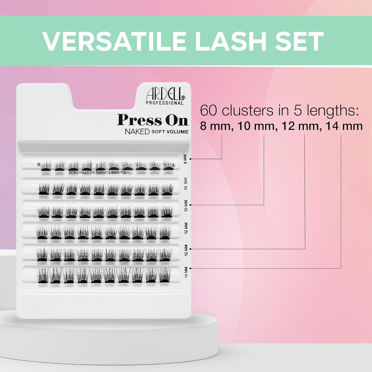 Ardell Press On Pre-Glued Underlash Extensions - DIY Lash Cluster, Eyelash Extension Kit, Naked Soft Volume - 60 ct, 1-pack