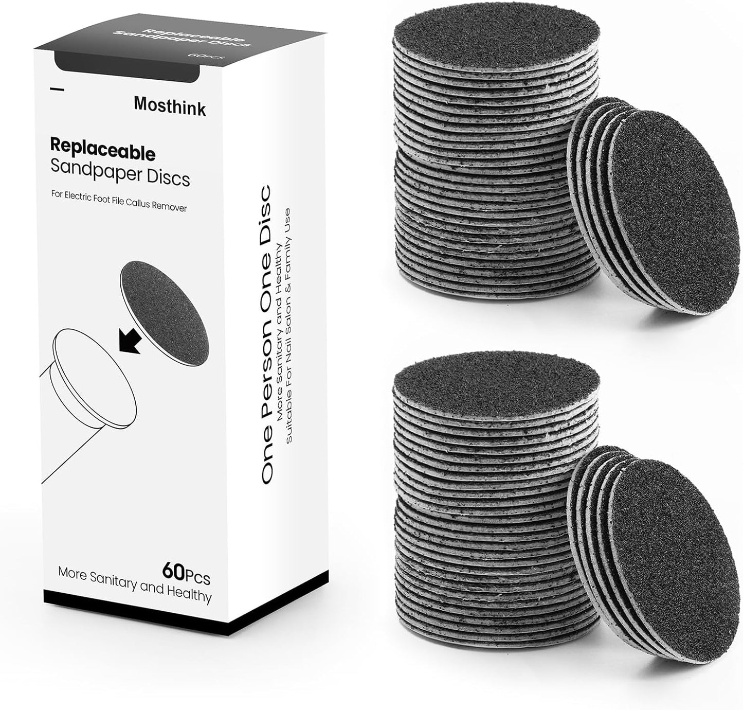 120pcs Replacement Sandpaper Refill Discs for Electric Foot File Callus Remover Tool for Men Women Dead Cracked Hard Skin (80 Grit+80 Grit)