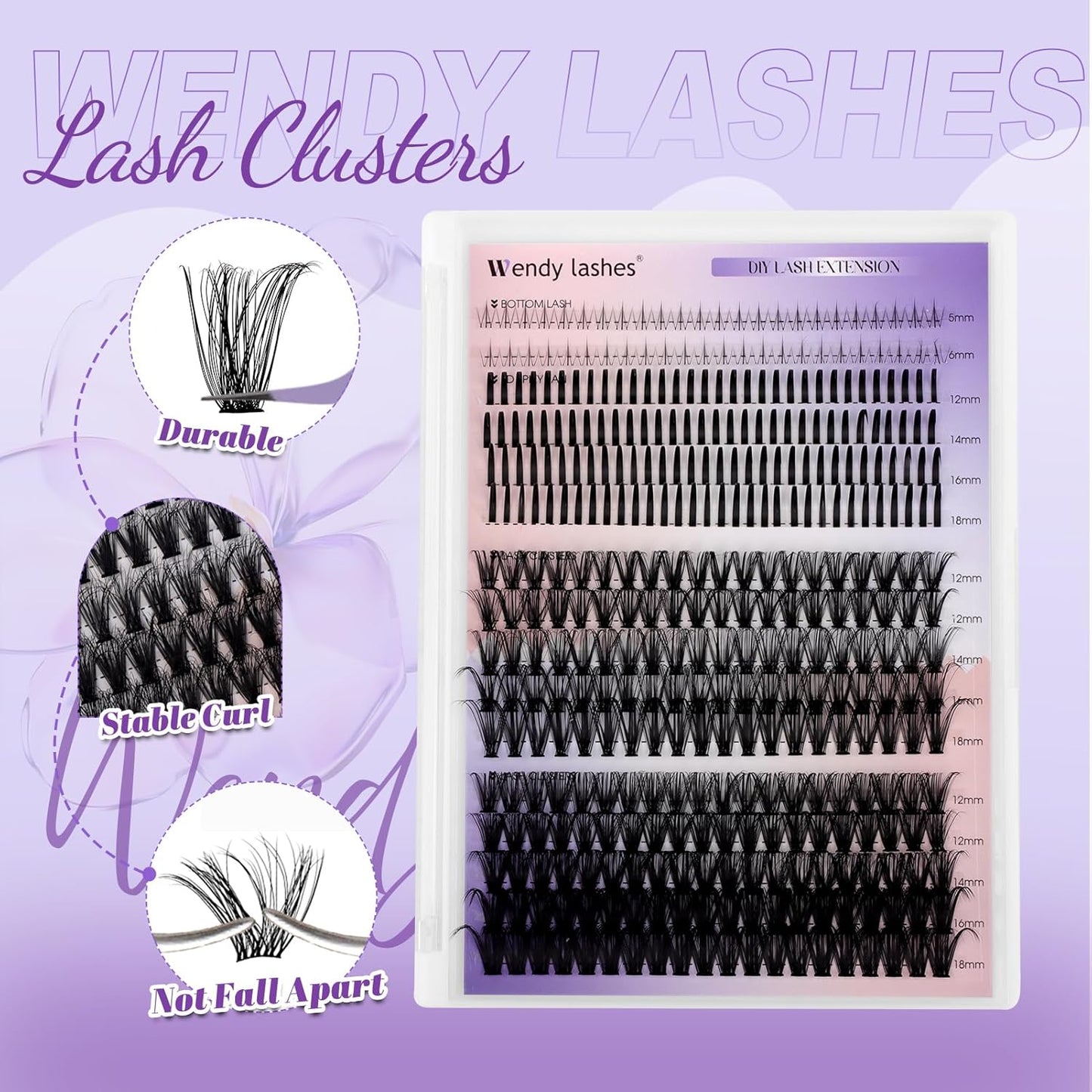 Lash Clusters DIY 12-18mm Mega Thick Lash Extension Individual Spike Mink Lash Clusters with Bottom Lashes Spiky Volume Eyelash Extension for Self Use(40+50D)