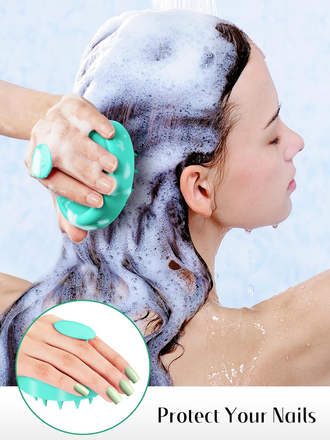 HEETA Scalp Massager Hair Growth 2-Pack, Soft Silicone Scalp Scrubber Shampoo Brush for Exfoliation Dandruff Removal Head Massage Stress Relax, Wet & Dry Use for Women Men Thick Thin Curly Hair Care