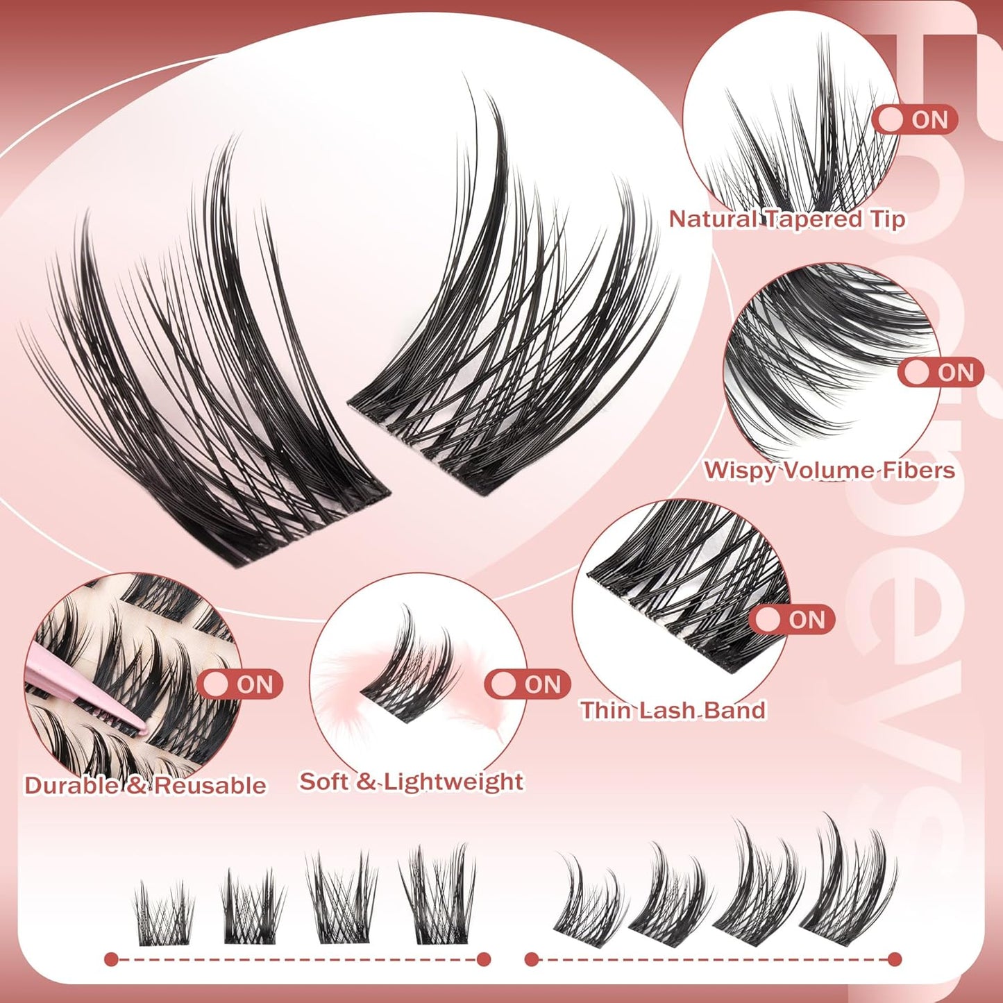 Focipeysa Wispy Lash Clusters Natural Eyelash Clusters Pestañas Postizas Naturales Spiky Manga Lash Extensions C Curly Individual Lashes 10-16mm with Bottom Lashes Clusters DIY Lash at Home