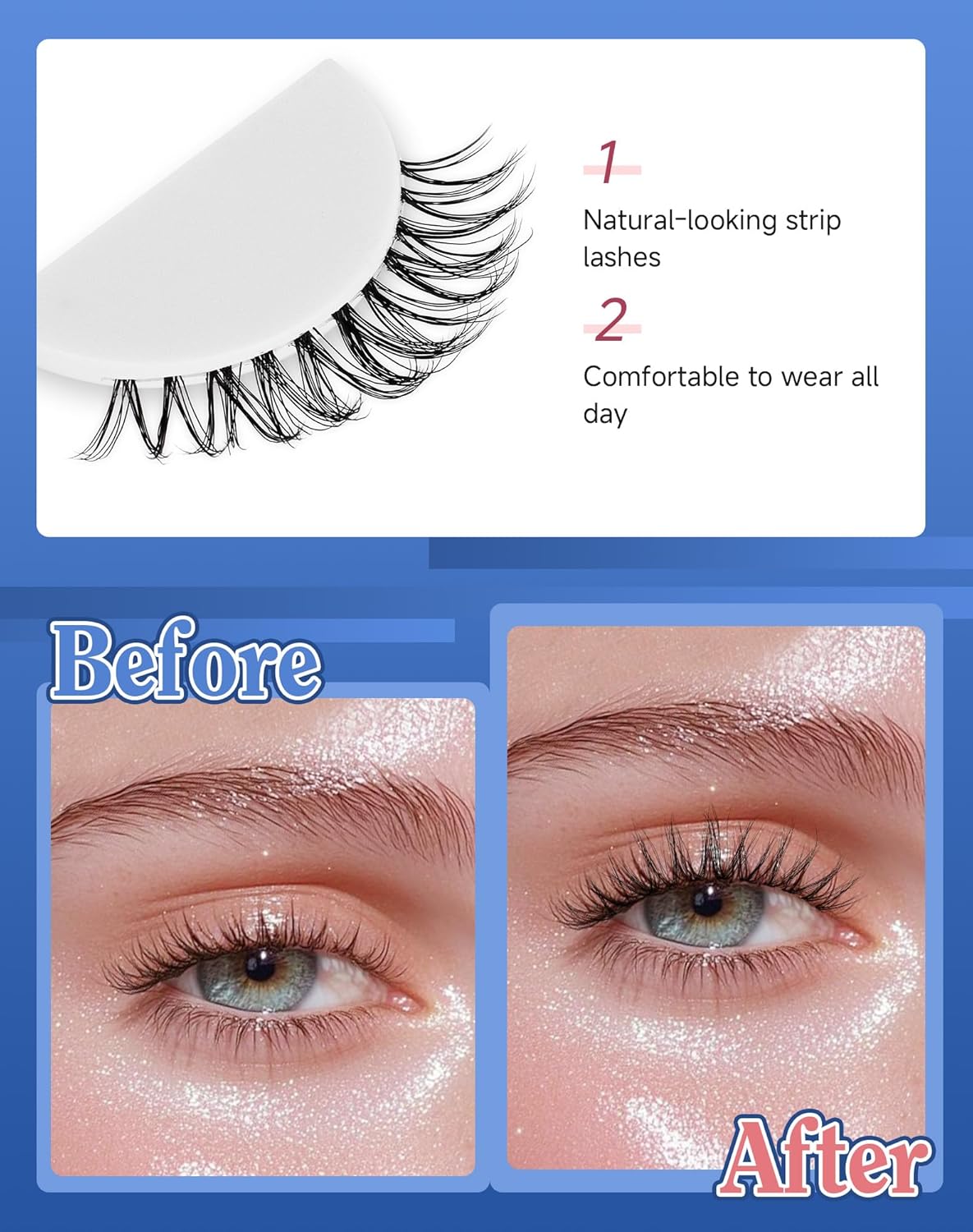 Lashes Wispy Short Eyelashes Natural Look False Eyelashes Strip Eye Lash Soft Lashes Fluffy Pack 7 Pairs Everyday Lash SF-03