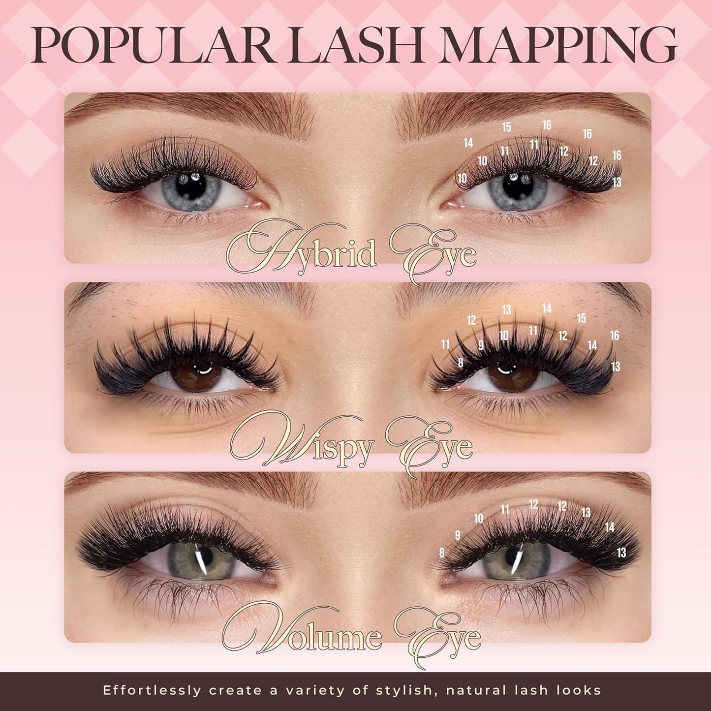 LASHVIEW Classic Lash Extensions 0.03-0.20 J/B/L/C/CC/D Curl 8-16mm Mixed & Single Length Tray, Soft Matte Dark Professional Eyelashes Extension(0.15 C 8-16mm)