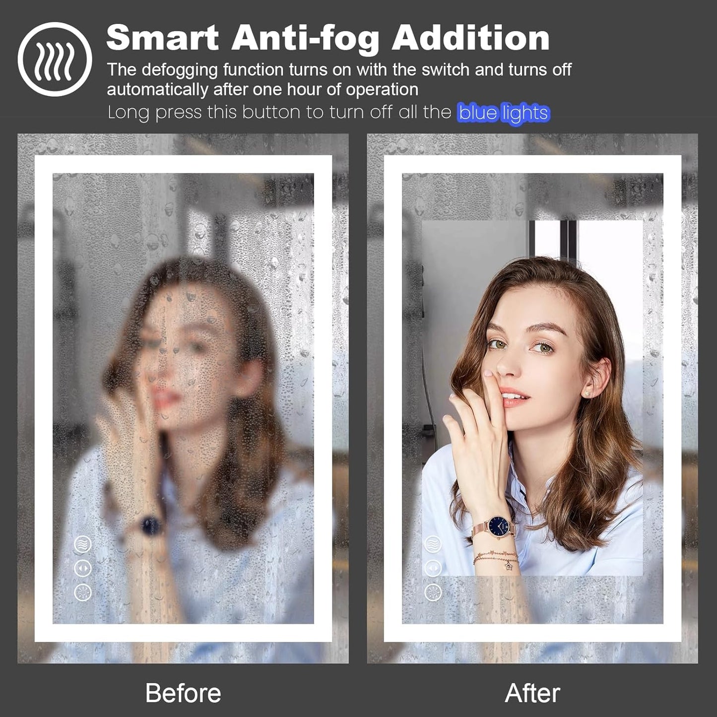 Amorho LED Bathroom Mirror, 20" X28" with Front Light and Backlit, Stepless Dimmable Wall Mount Mirrors, Anti-Fog, Shatter-Proof, Memory, 3 Colors Lihgting, LED Vanity Mirror(Horizontal/Vertical)