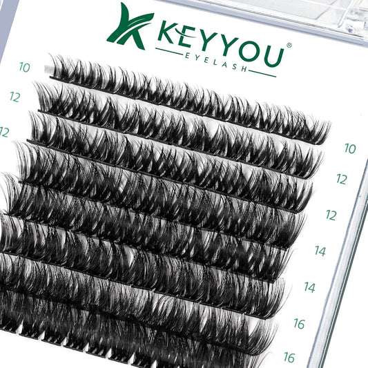 Lash Clusters,96 Pcs Cluster Lashes Y07 D Curl 8-18MIX DIY Lash Extensions Eyelash Clusters,KEYYOU Volume Wispy Individual Lashes Soft&Comfortable Easy DIY at Home(Y07,D-8-18MIX)