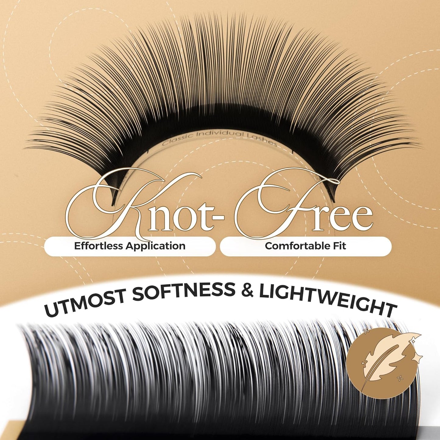 LASHVIEW D Curl 11mm Silk Mink Fake Eyelash Extensions 0.20 Thickness Natural Thick Lashes Semi-Permanent Individual Eyelashes Application for Professional Salon Use