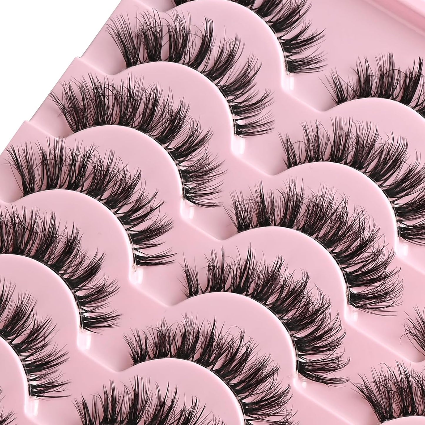 FARRED Cat Eye Lashes False Eyelashes Short Wispy Lash Strips Volume Eyelash 14 Pairs Cateye Medium Length False Clear Band Lashes Natural Looking Hybrid Clusters Full Strip Lashes (F29 | 7-14mm)