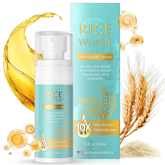 Hair Growth Serum - Rosemary Batana Rice Water Biotin Hair Spray for Hair Growth - Hair Growth Thickening Product - Hair Loss Treatments for Women Men(60 ML/2.0FL.oz)
