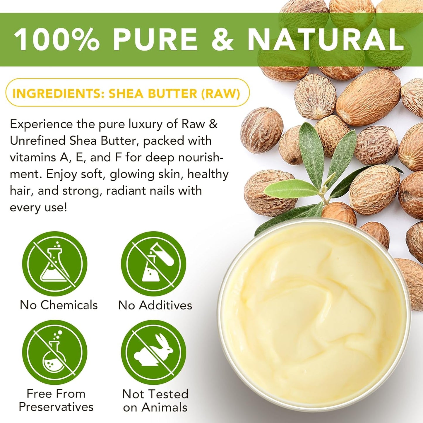 Shea Butter Raw Organic - 2 Pack, Natural Raw Unrefined Shea Butter Hand Cream, Moisturizing and Locking Water, Keeps Skin Healthy and Vibrant, 15.6 Oz