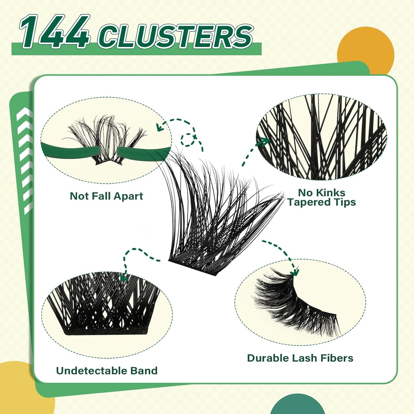 DIY Lash Extension Kit KEYYOU 144pcs Lash Clusters Eyelash Extension Kit with Mascara Brush Bond and Seal Lash Glue Remover Lash Applicators Lash Brush for DIY Lash Extensions (Y24 KIT)