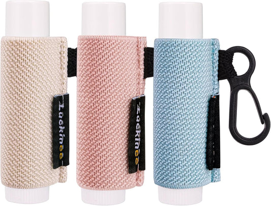 Lip Balm Keychain - Shinny Chapstick & Lipstick Holder - Tight Elastic Holder for Fat & Slim Lip Balms