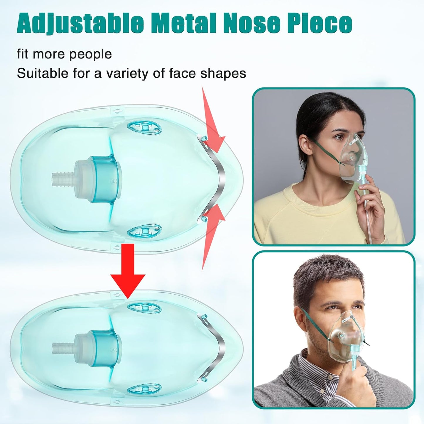 Geiserailie 2PCS L/XL Oxygen Mask with 6.6 Ft Tubing and Adjustable Elastic Strap, Adult Oxygen Mask with Tubing, Breathing Masks for Face Adult