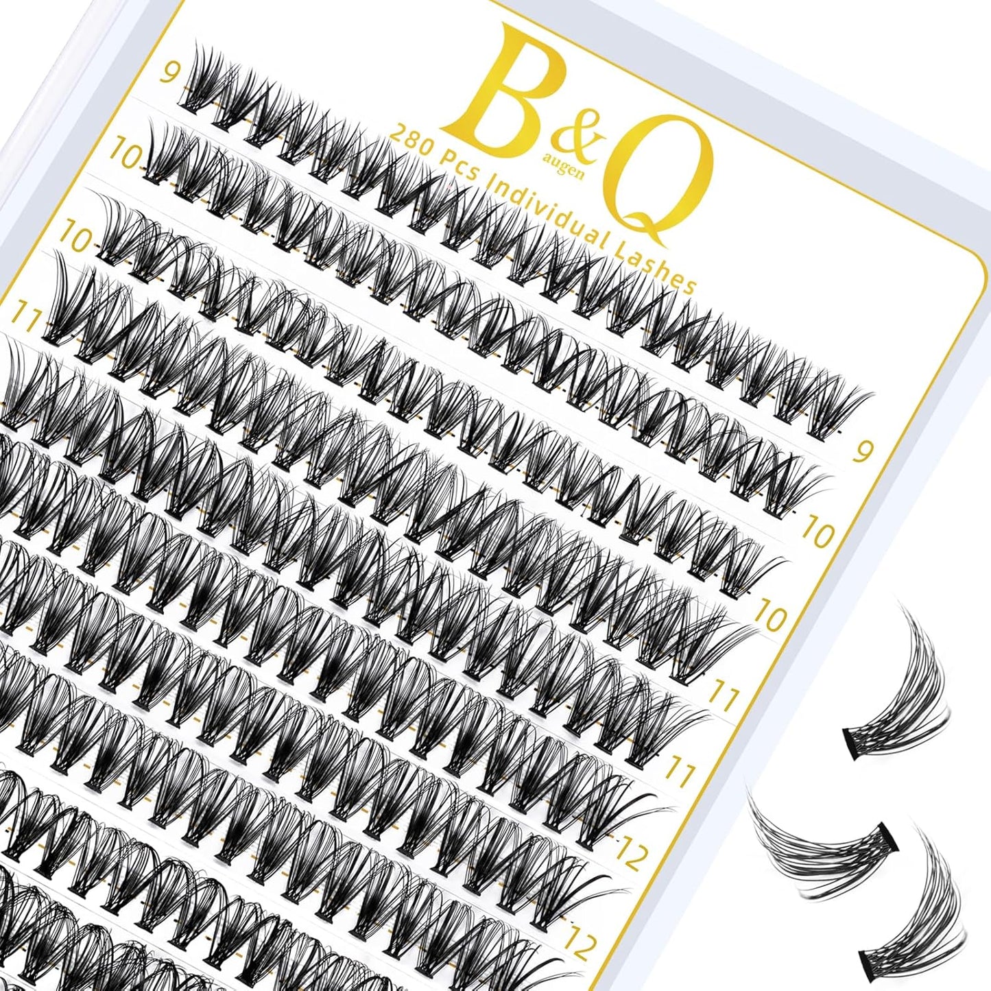 B&Qaugen Lash Clusters 30D-C-9-16MIX 280 Clusters False Eyelash 20D 30D 40D Lash Clusters Extensions Individual DIY Eyelash Extensions at Home (30D-C,9-16MIX)