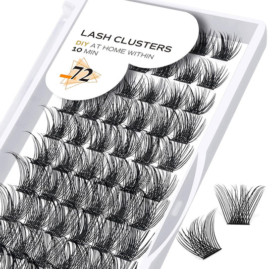 Lash Clusters B02 C Curl 12-18mm DIY Eyelash Extensions 72 Clusters Lashes C Curl B&Qaugen Mega Volume Individual Lashes Eyelash Clusters Extensions Individual Lashes Cluster DIY at Home (NM-C-12-18)