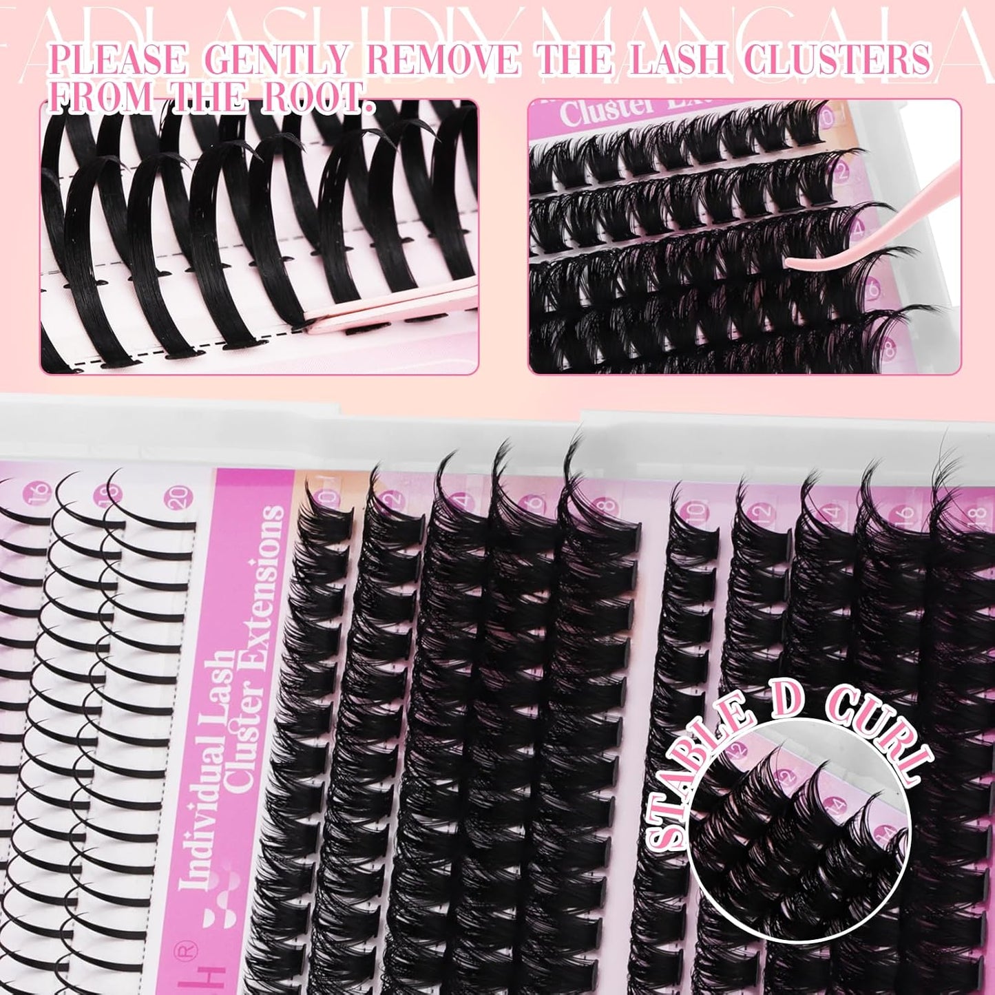 Lash Clusters 80D+100D Eyelash Clusters 10-18mm Spikes 14-20mm Thick Volum Manga Lashes with D Curl DIY Fairy Lash Clusters with Spikes by FADLASH