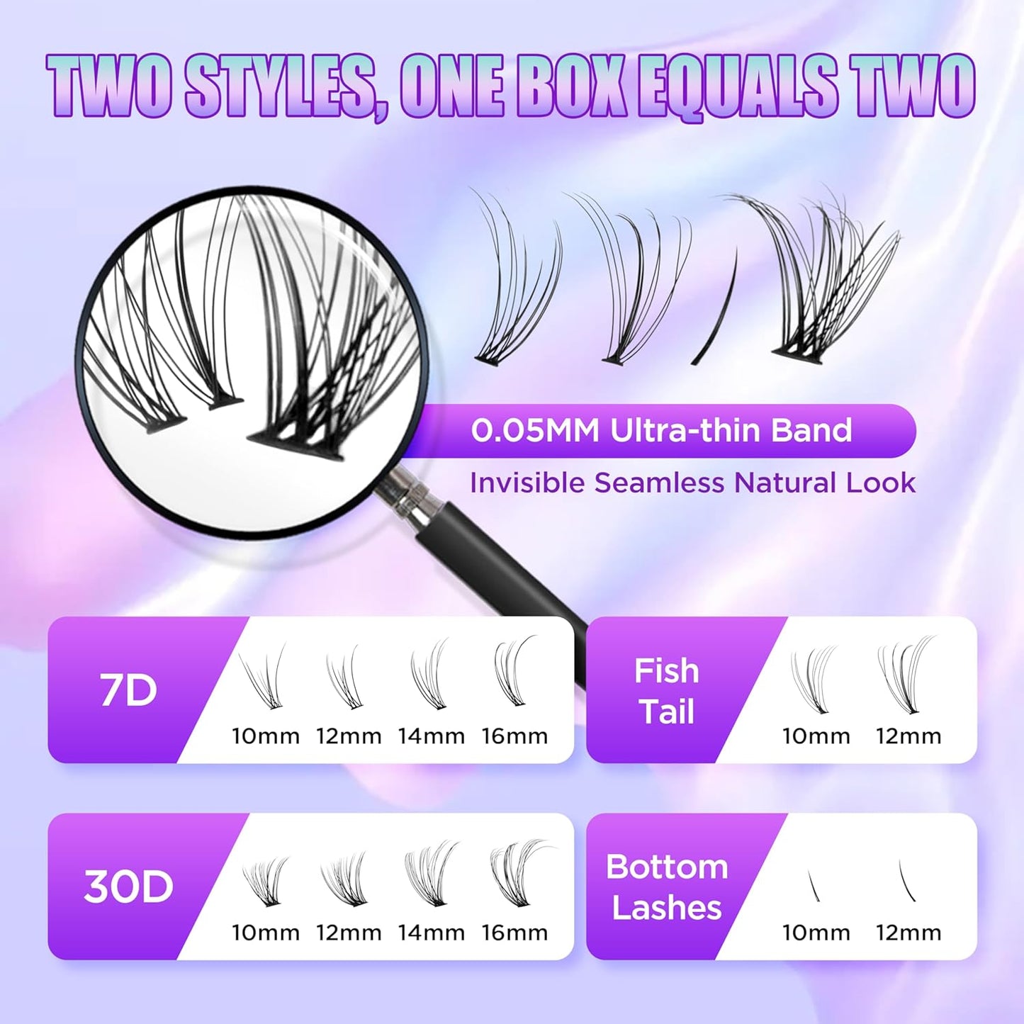 Lash Extension Kit DIY Lash Clusters Kit Eyelash Extensions Individual Lashes Extensions with (Lash Bond,Tweezers,424Pcs, 7D+30D,0.07D, 5-16mm)