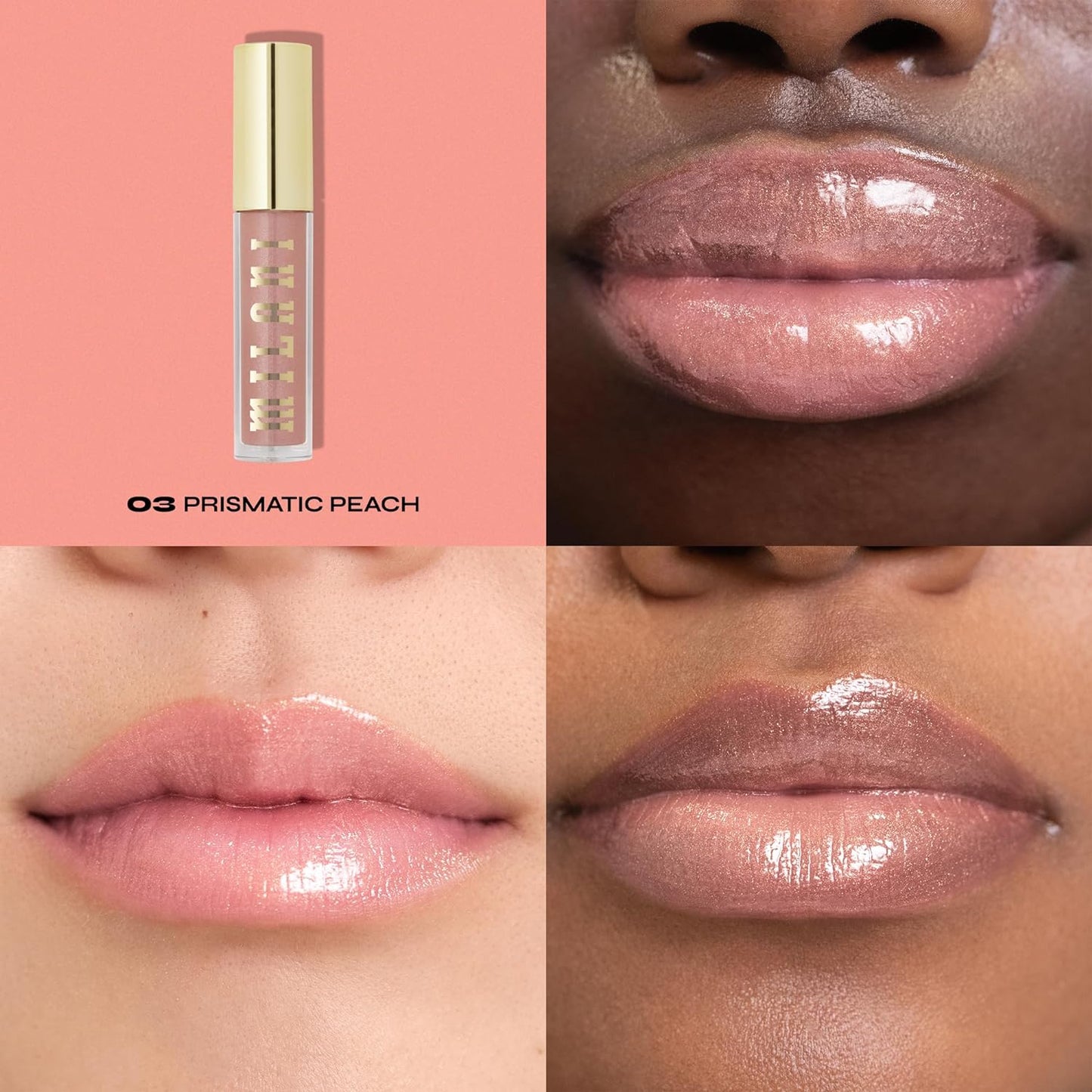 Milani Lip Gloss, Keep It Full Nourishing Lip Plumper with Hyaluronic Acid & Peptides for Soft, Fuller-Looking Lips (0.13 Fl. Oz.) Prismatic Peach