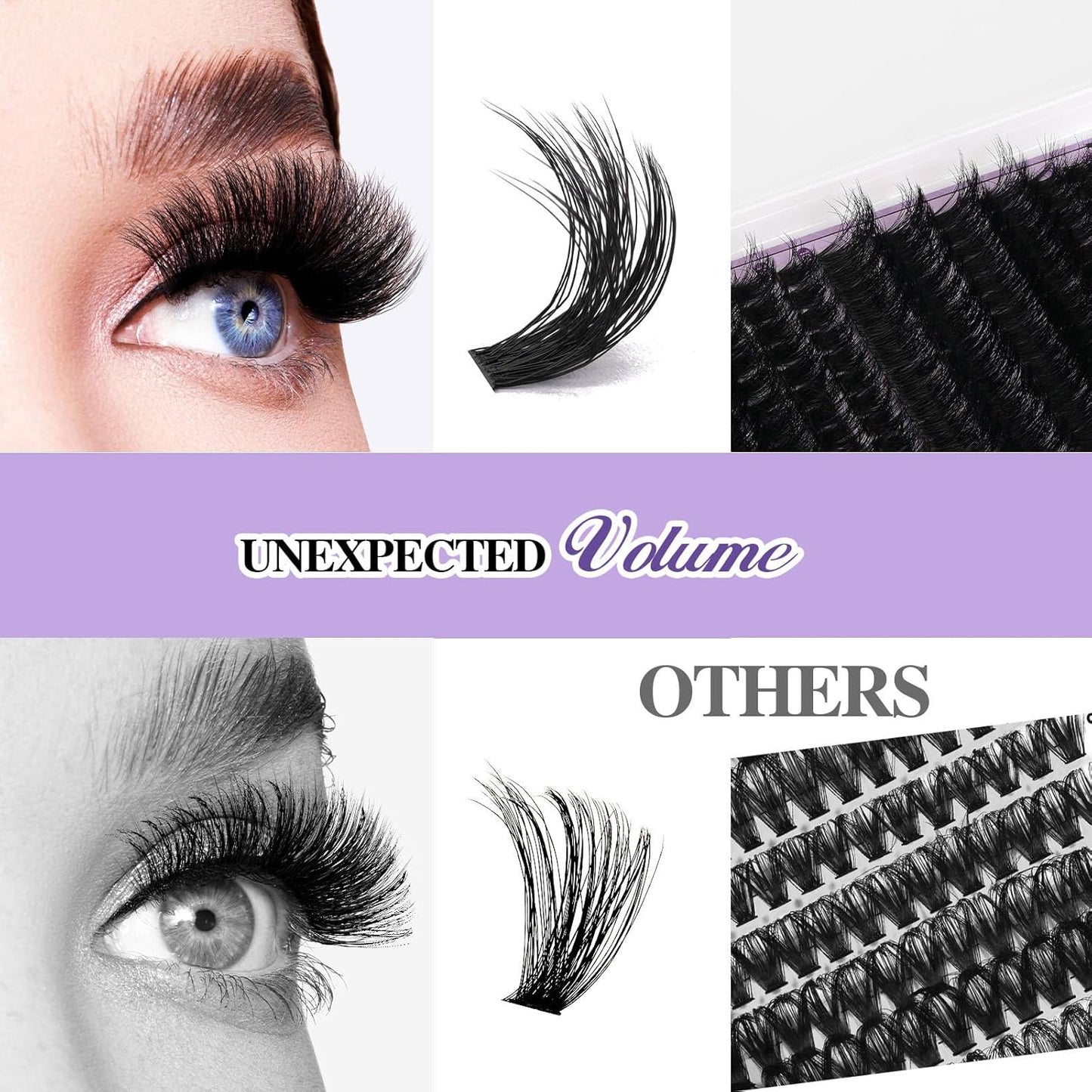 B&Qaugen Lash Clusters Kit 216PCS Lash Extension Kit 3D Eyelash Extension Kit 80D+100D 10-18 Mixed Wispy DIY Lash Extension Kit Voluem Thick Waterproof Lash Clusters Kit（80D+100D-D-10-18MIX）