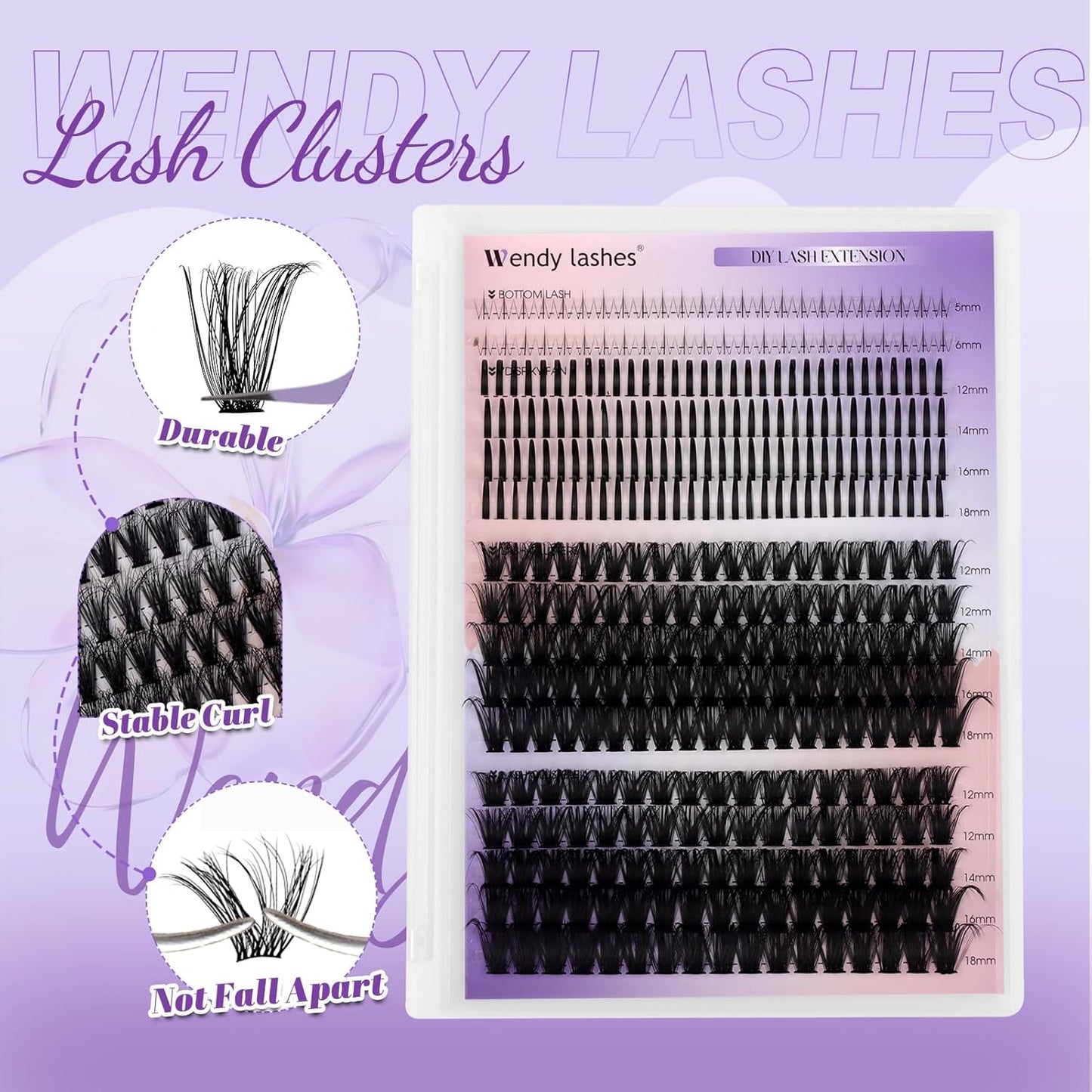 Lash Clusters DIY 12-18mm Mega Thick Lash Extension Individual Spike Mink Lash Clusters with Bottom Lashes Spiky Volume Eyelash Extension for Self Use(80+100D)