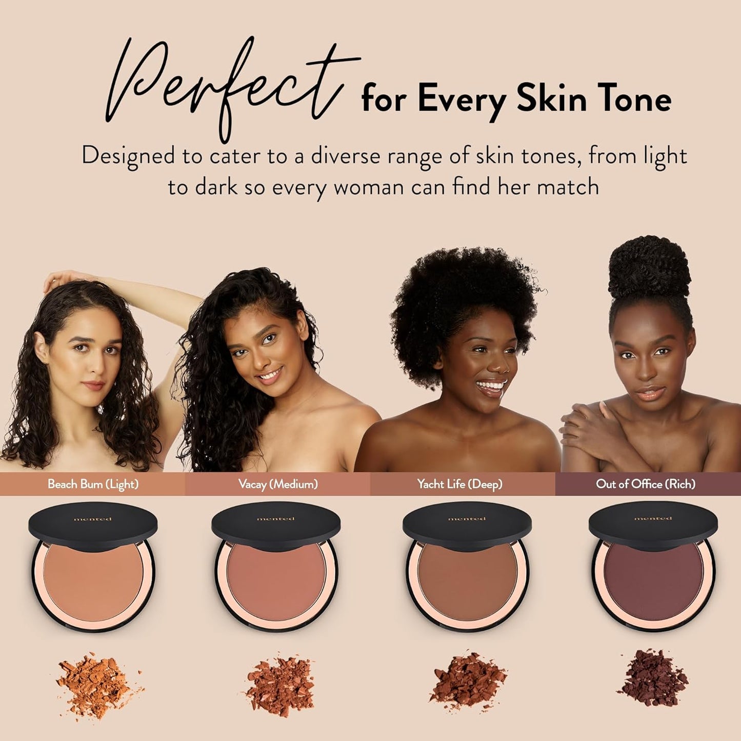 Mented Cosmetics Made in Italy, Cruelty Free Makeup, Vegan, Paraben Free, Shimmer Bronzer, Highlighter Bronzing Powder Palette for Face with Vitamin E + A, 0.35oz/10g, Out of the Office