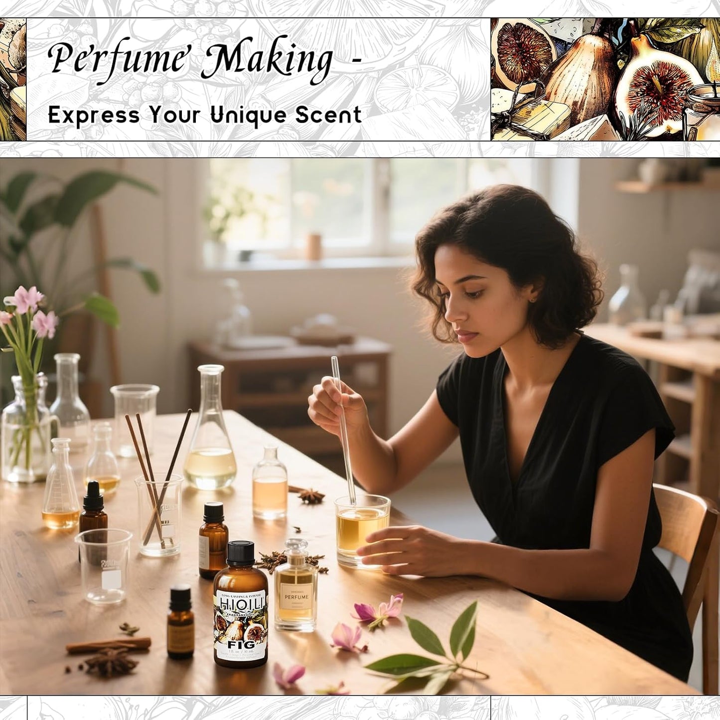 HIQILI Fig Fragrance Oil for Hotel Scent Diffuser, Candle & Soap Making Kit, Add to Skin Care, Bath & Body Products - 1 Fl Oz